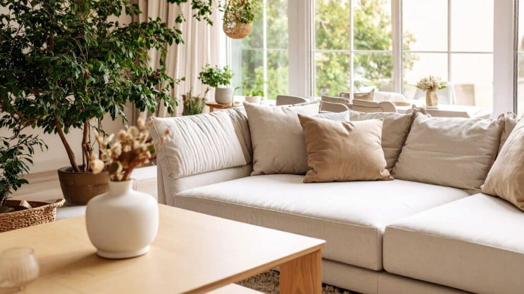 Cleaning the living room before fall.