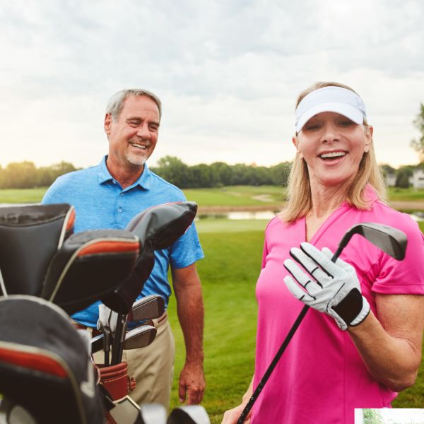 A couple playing a round of golf after their Granite bay home has been professionally cleaned by Kings Cleaning.