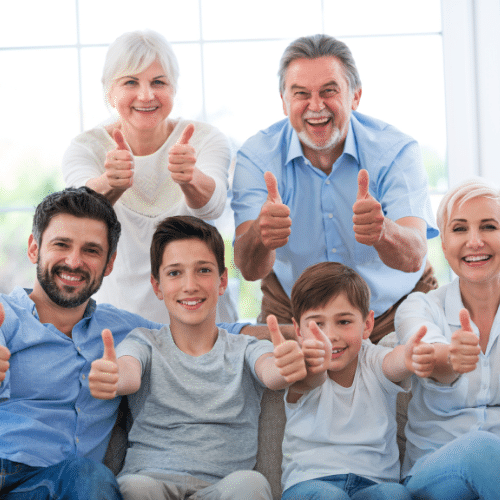 Kings Cleaning clients giving a thumbs up for their cleaning services in Roseville.